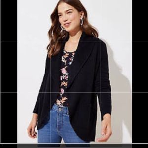 LOFT Cozy Open Cardigan Black XL NWT